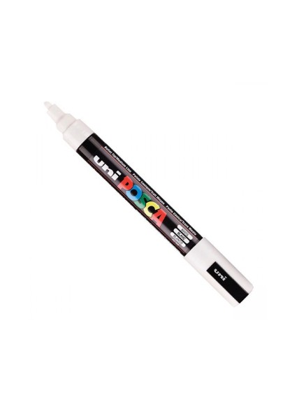 Uni-Ball Μαρκαδοροι Posca Pc-5M Medium White (PC5MMWH) (UNIPC5MMWH)