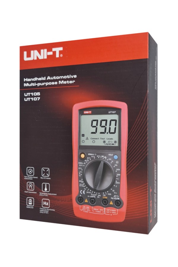UNI-T ψηφιακό πολύμετρο αυτοκινήτων UT107, RPM/Dwell, test μπαταρίας