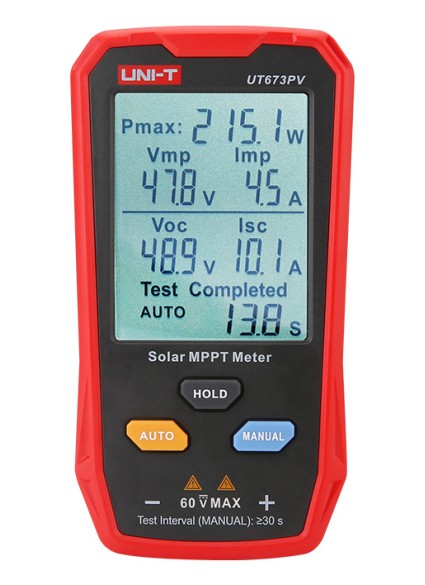 UNI-T tester φωτοβολταϊκών πάνελ UT673PV, 5~800W, 0~35A, 12~60V