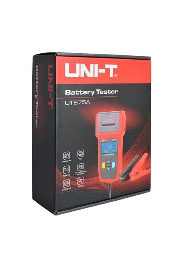 UNI-T tester μπαταρίας αυτοκινήτων UT675A με κροκοδειλάκια & εκτυπωτή