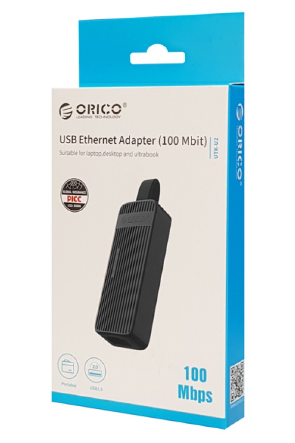 ORICO αντάπτορας δικτύου UTK-U2, USB, 100Mbps Ethernet, μαύρος