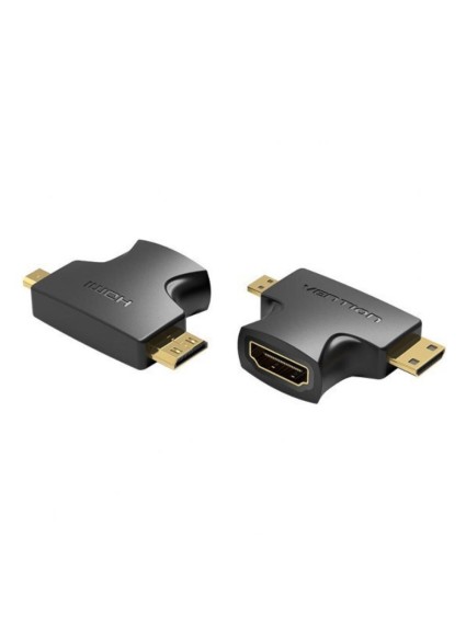 VENTION 2 in 1 Mini HDMI and Micro HDMI Male to HDMI Female Adapter Black (AGFB0) (VENAGFB0)