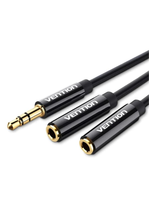 VENTION 3.5mm Male to 2*3.5mm Female Stereo Splitter Cable 0.3M Black ABS Type (BBSBY) (VENBBSBY)