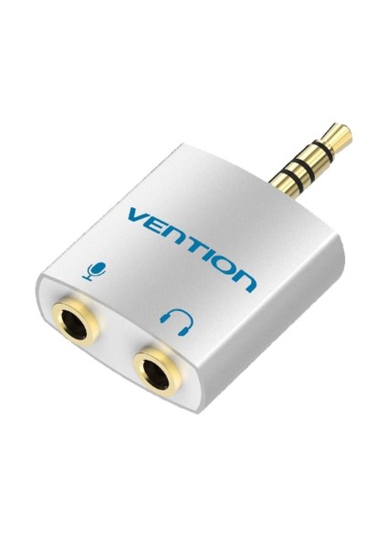 VENTION 4Pole 3.5mm Male to 2*3.5mm Female Audio Adapter Silvery Metal Type (BDBW0) (VENBDBW0)