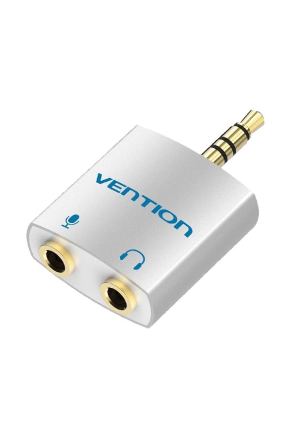 VENTION 4Pole 3.5mm Male to 2*3.5mm Female Audio Adapter Silvery Metal Type (BDBW0) (VENBDBW0)