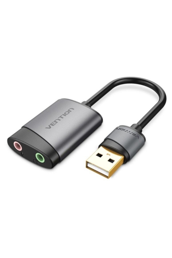 VENTION USB External Sound Card 0.15M Gray Metal Type (CDKHB) (VENCDKHB)