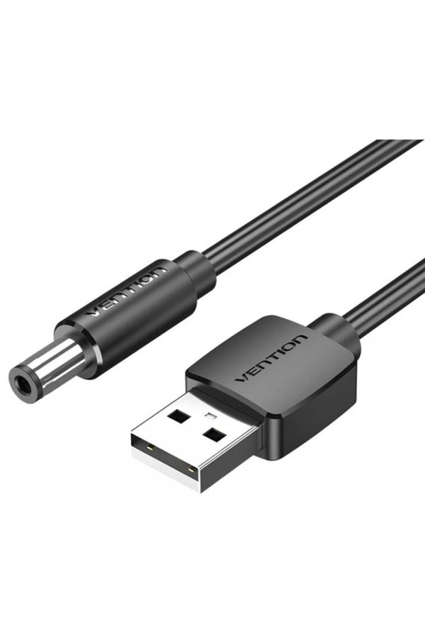 VENTION USB to DC 5.5mm Barrel Jack Power Cable 0.5M Black Tuning Fork Type (CEYBD) (VENCEYBD)