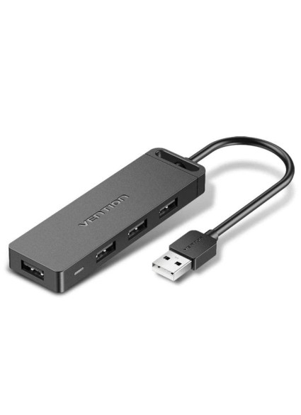 VENTION 4-Port USB 2.0 Hub with Power Supply 0.5M Black (CHMBD) (VENCHMBD)