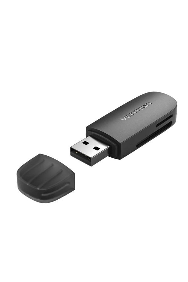 VENTION 2 in 1 USB 3.0 A Card Reader (SD+TF) Black Single Drive Letter (CLFB0) (VENCLFB0)
