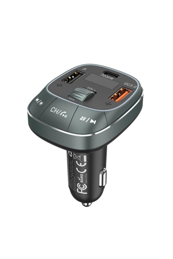 VENTION 3-Port USB Car Charger with FM Transmitter Black ABS Type (FFLB0) (VENFFLB0)