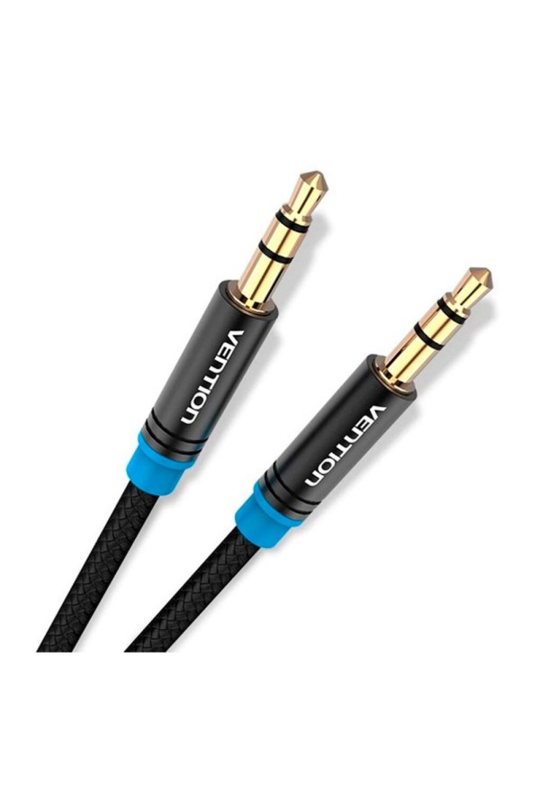 VENTION Cotton Braided 3.5mm Male to Male Audio Cable 0.5M Black Metal Type (High-End Series) (P350AC050-B-M) (VENP350AC050-B-M)