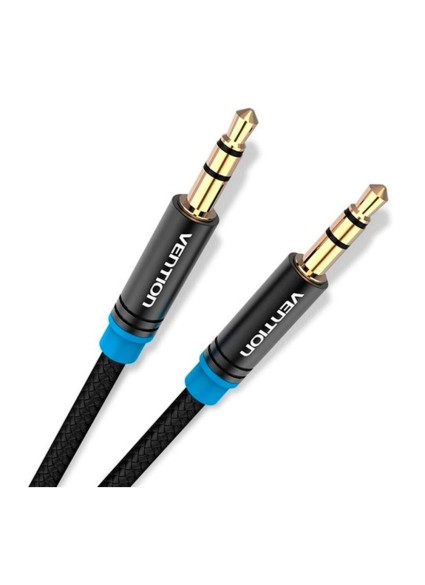 VENTION Cotton Braided 3.5mm Male to Male Audio Cable 1M Black Metal Type (High-End Series) (P350AC100-B-M) (VENP350AC100-B-M)