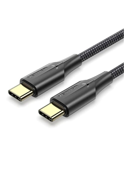 VENTION Nylon Braided Type-C to Type-C 3A Cable 1M Black LED Type (TAUBF) (VENTAUBF)