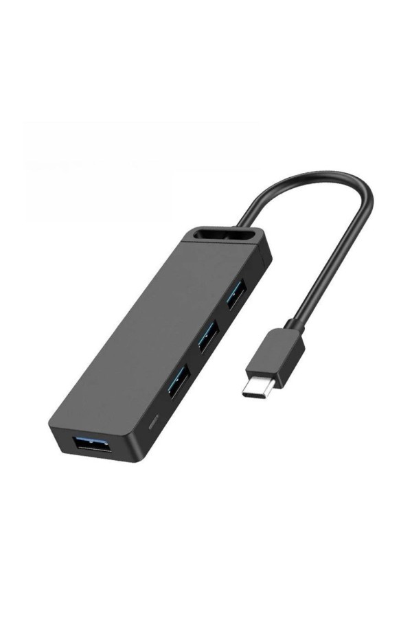 VENTION Type-C to 4-Port USB 3.0 Hub with Power Supply Black 1M ABS Type (TGKBF) (VENTGKBF)
