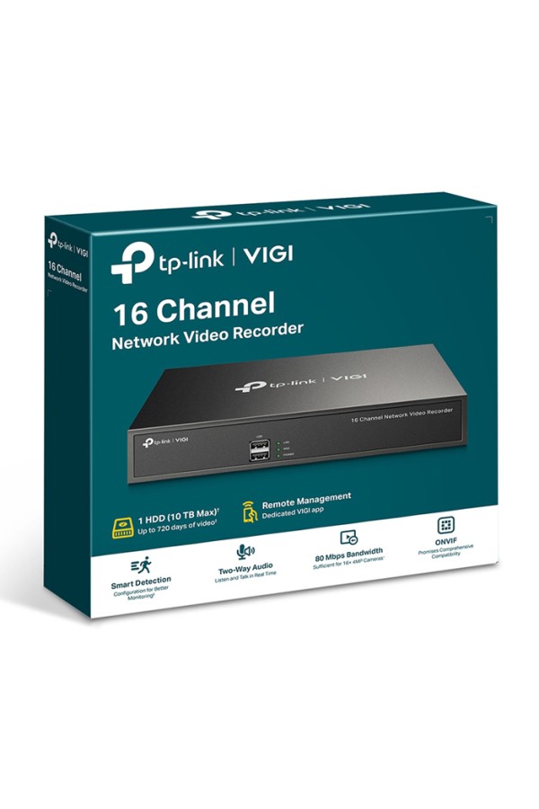 TP-LINK NVR καταγραφικό VIGI NVR1016H, 8MP, 16 κανάλια, Ver. 1.20