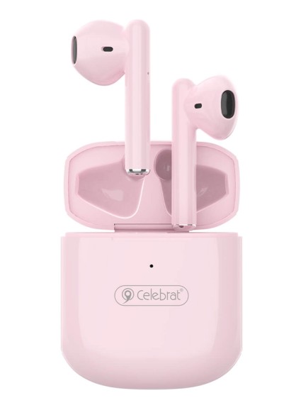 CELEBRAT earphones με θήκη φόρτισης W16, True Wireless, Φ13mm, ροζ