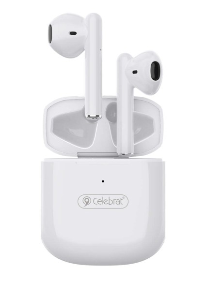 CELEBRAT earphones με θήκη φόρτισης W16, True Wireless, Φ13mm, λευκά