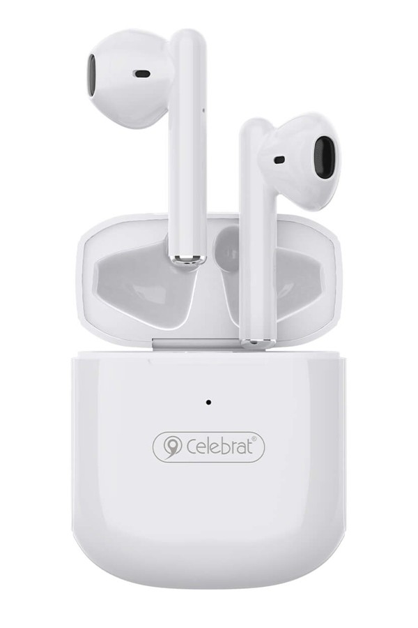 CELEBRAT earphones με θήκη φόρτισης W16, True Wireless, Φ13mm, λευκά