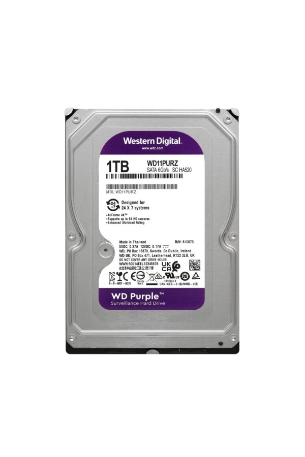 WD Purple, 3.5'', 1TB, SATA/600, 64MB cache (WD11PURZ) (WESWD11PURZ)