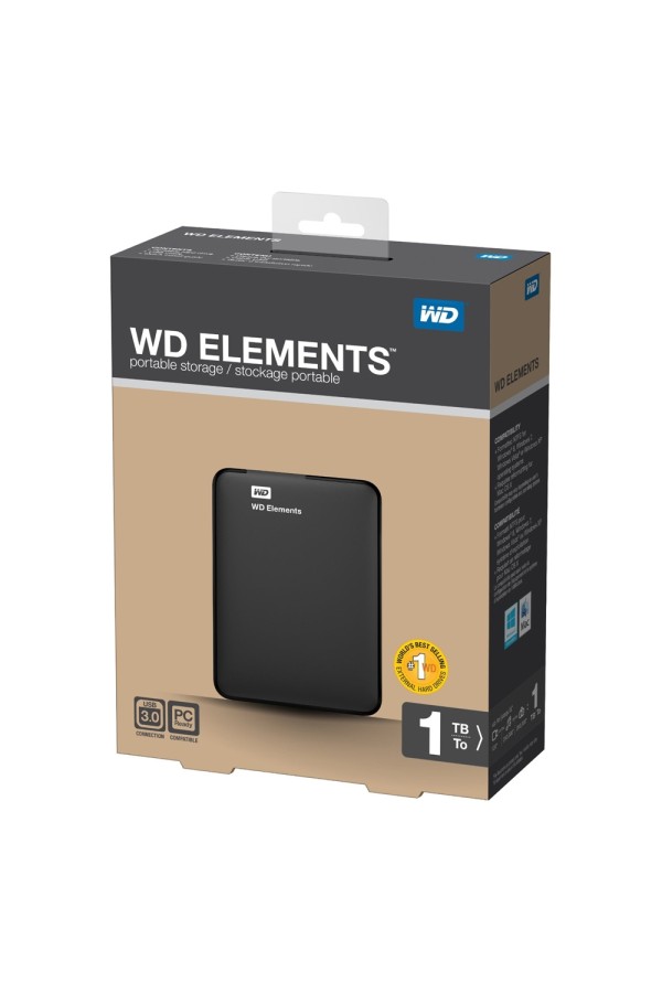 Western Digital Elements Portable 1TB USB 3.0 (Black 2.5