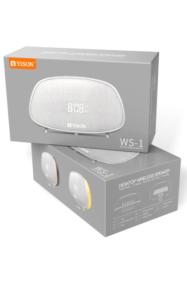 YISON ξυπνητήρι WS-1, bluetooth 5.0, 2x 5W, ένδειξη ώρας, AM/FM, ασημί