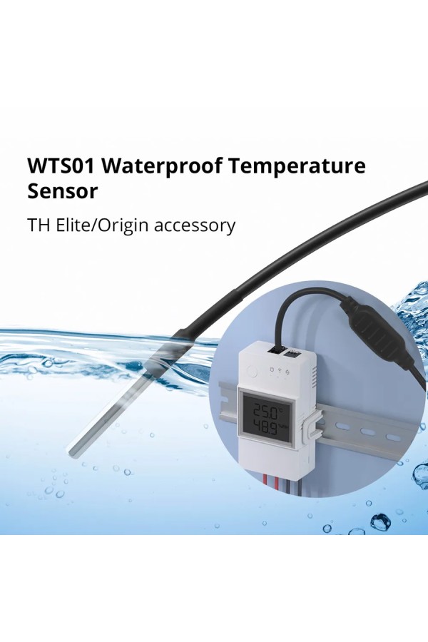 SONOFF καλώδιο με αισθητήρα θερμοκρασίας WTS01, αδιάβροχο, 1.5m, μαύρο