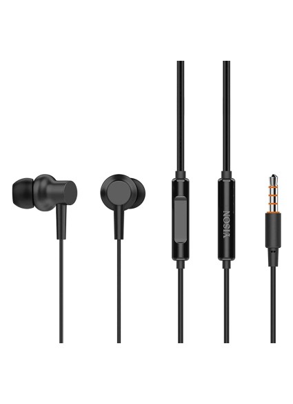 YISON earphones με μικρόφωνο X2, 3.5mm σύνδεση, Φ10mm, 1.36m, μαύρα
