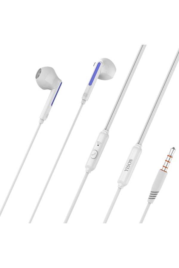 YISON earphones με μικρόφωνο X4, 3.5mm σύνδεση, Φ14mm, 1.2m, λευκά