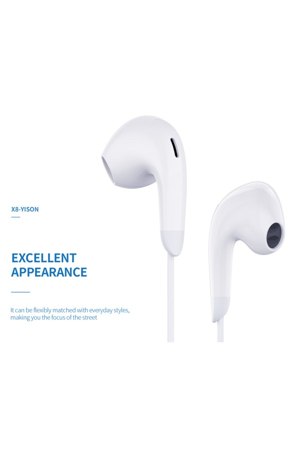 YISON earphones με μικρόφωνο X8, USB-C σύνδεση, Φ13mm, 1.2m, λευκά
