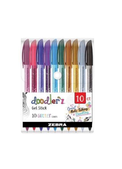 Zebra Στυλό Gel με Πολύχρωμο Μελάνι Glitter Colors 10τμχ (ZB-02619) (ZEB02619)