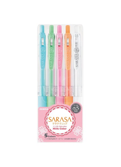 Zebra Sarasa Clip 0.5 Milk Color 5 Color Pen Set (ZB-17270) (ZEB17270)