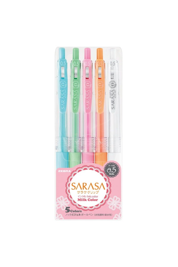 Zebra Sarasa Clip 0.5 Milk Color 5 Color Pen Set (ZB-17270) (ZEB17270)