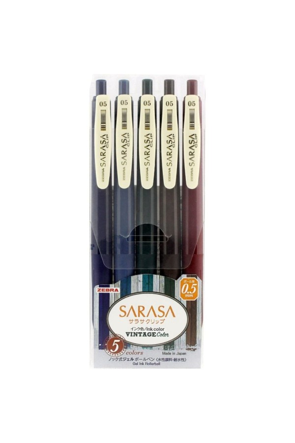 Zebra Sarasa Clip 0.5 Vintage Color 5 Color Pen Set (ZB-69420) (ZEB69420)
