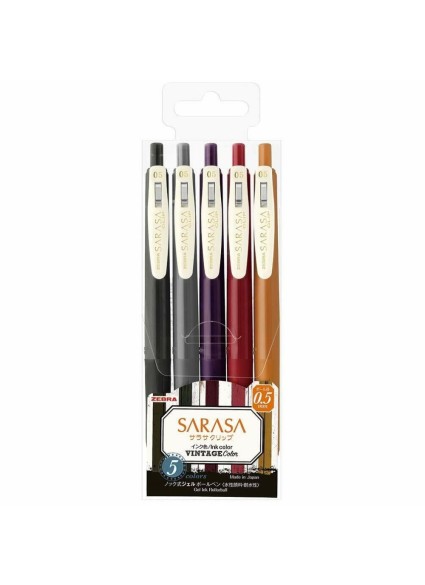 Zebra Sarasa Clip 0.5 Vintage Color 2 5 Color Pen Set (ZB-69422) (ZEB69422)