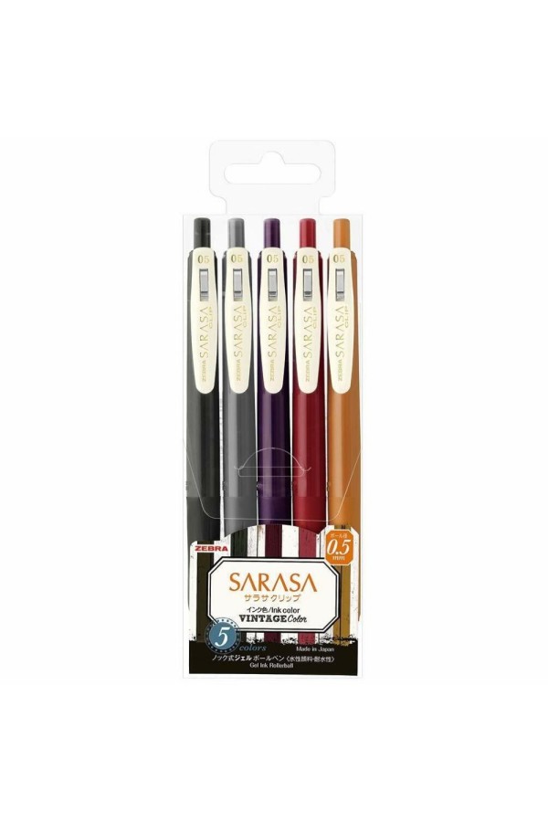 Zebra Sarasa Clip 0.5 Vintage Color 2 5 Color Pen Set (ZB-69422) (ZEB69422)