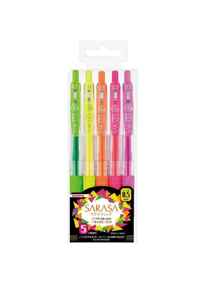 Zebra Sarasa Clip 0.5 Neon Color 5 Color Pen Set (ZB-69440) (ZEB69440)