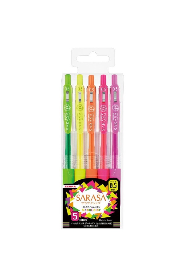 Zebra Sarasa Clip 0.5 Neon Color 5 Color Pen Set (ZB-69440) (ZEB69440)