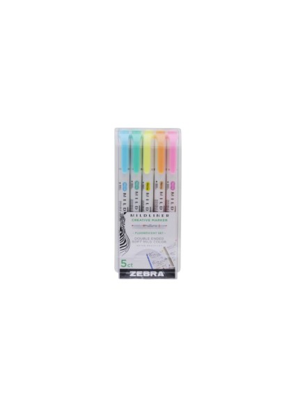 Zebra Mildliner Double Ended Creative Marker Bold & Fine Point 5 Pack Fluorescent Set (ZB-78105) (ZEB78105)