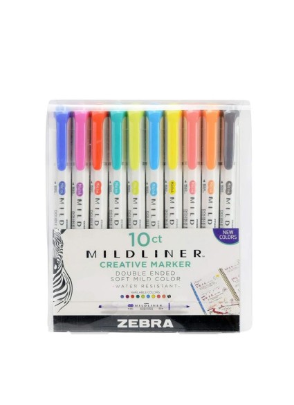 Zebra Mildliner Double Ended Creative Marker Bold & Fine Point 10 Pack (ZB-78501) (ZEB78501)